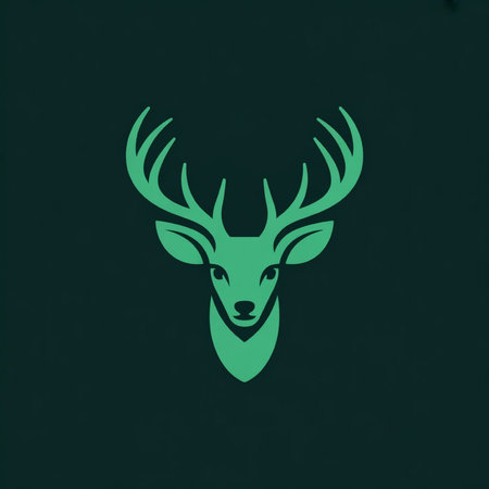 Deer head on dark green background. Vector illustration. Eps 10の写真素材