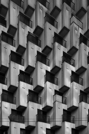 Architecture detail of a modern building. Black and white.