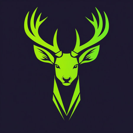 Deer head with big antlers on a dark background. Vector illustration.の写真素材