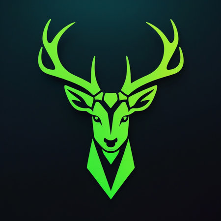 Deer head with antlers on a dark background. Vector illustration.の写真素材