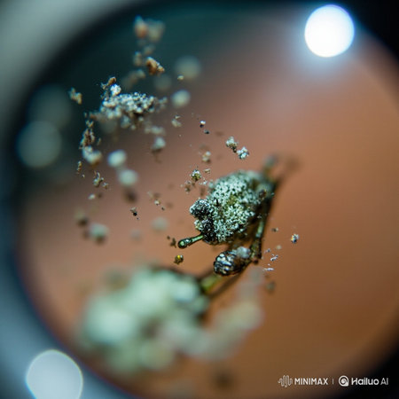 Mold growing on a microscope. Microscopic view. Selective focus.