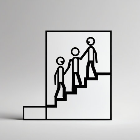 Staircase with people in front of an open door. Vector illustration.の写真素材