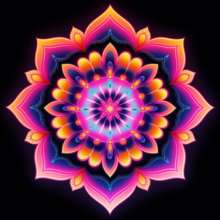 Abstract fractal mandala. Psychedelic digital art. 3D rendering.の写真素材