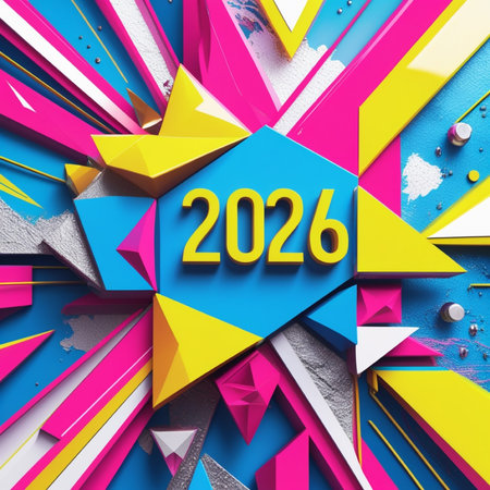 Happy New Year - 3D Rendered Image. Colorful background