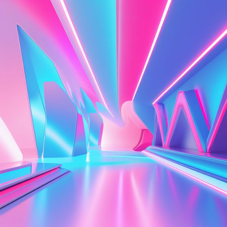 Abstract modern architecture background, empty open space interior. 3D rendering