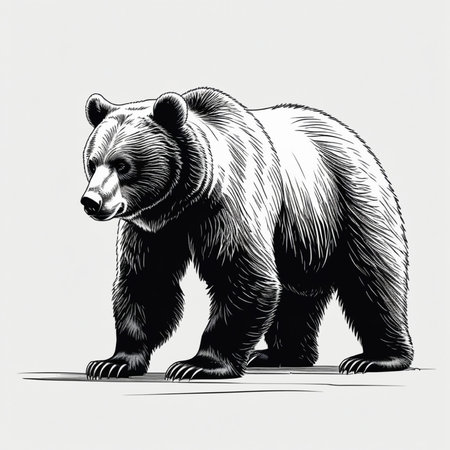 Grizzly bear, sketch for your design. Vector illustration