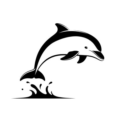 Dolphin jumping out of water. Vector illustration on white background.の写真素材