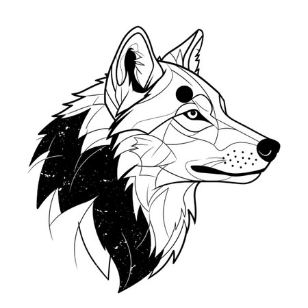 Wolf head. Vector illustration for t-shirt, tattoo or other usesの写真素材