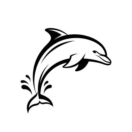 Dolphin logo design template. Vector illustration of a jumping dolphin.の写真素材