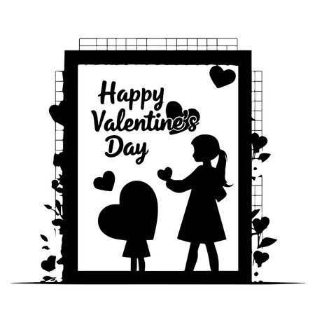 Happy valentines day card with couple in love, vector illustrationのイラスト素材