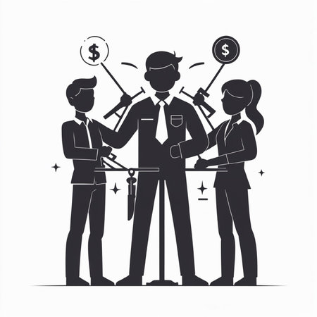Illustration of a businessman and business team. Business people teamwork.の写真素材