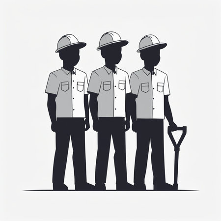 Team of builders. Construction workers. Vector illustration in flat style.の写真素材