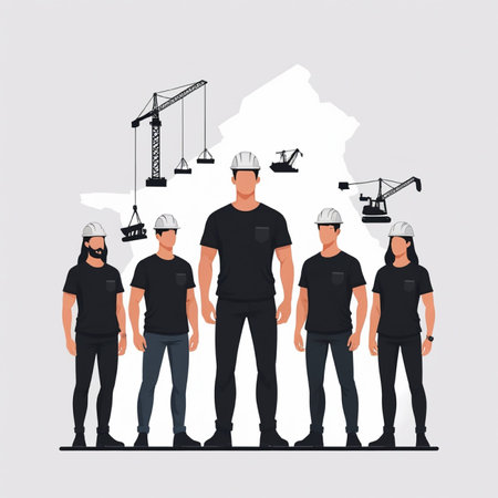Workers in uniform. Construction industry. Vector illustration in flat styleの写真素材