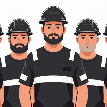 Group of construction workers in uniform. Vector illustration in cartoon style.の写真素材