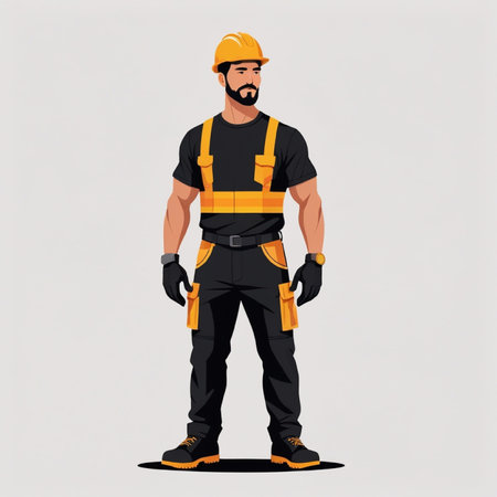 Group of builders. Vector illustration in a flat style isolated on white background.の写真素材