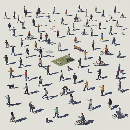 Group of people in the park, top view, copy space.の写真素材