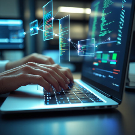 Close up of businesswoman hands typing on laptop keyboard. Business and technology concept
