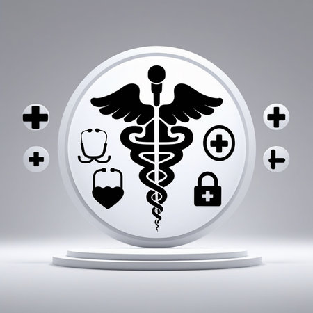 Abstract background for product presentation, round podium with medical symbol, vector illustration