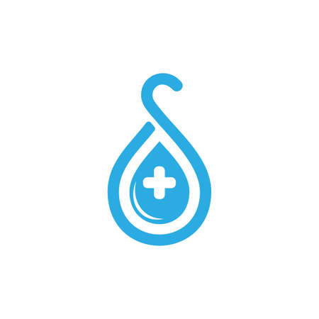 letter s plus medical water drop logo vectorのイラスト素材