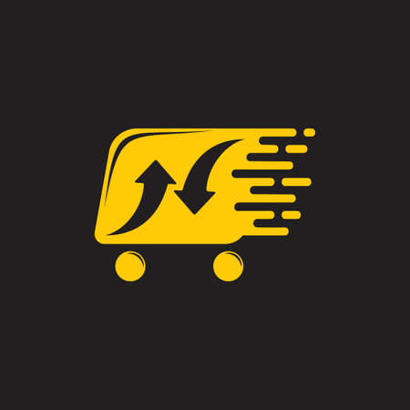 fast shopping cart online shop arrow logo vectorのイラスト素材