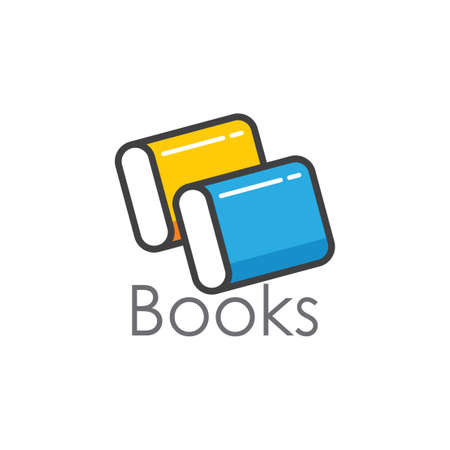 simple book colorful outline design logoのイラスト素材