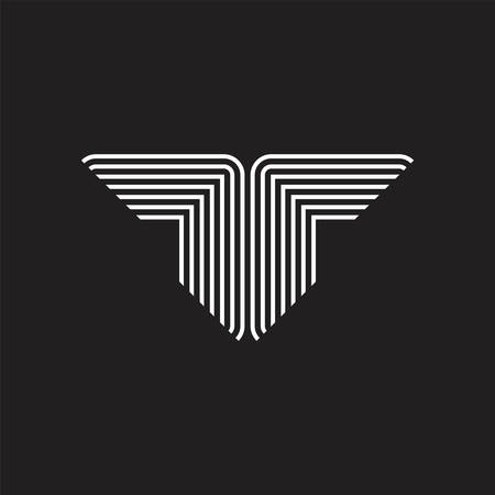 abstract letter t stripes wings logoのイラスト素材