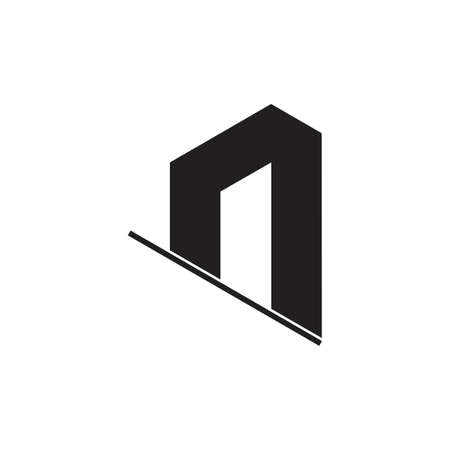abstract letter n 3d geometric logo vectorのイラスト素材