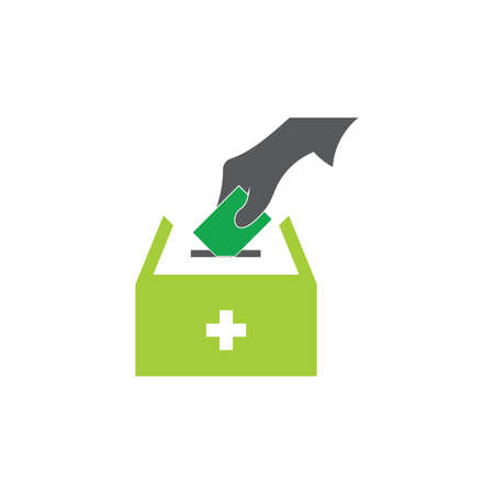 hand insert card plus medical symbol vectorのイラスト素材