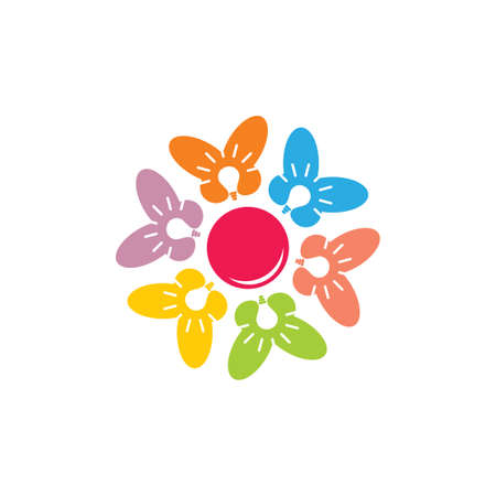 shine colorful butterfly in circle geometric creative symbol logoのイラスト素材