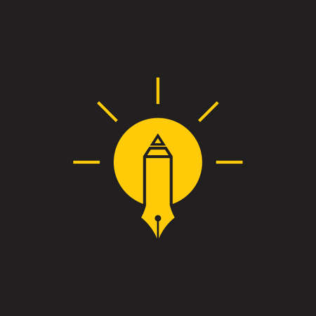 pencil pen tool shine idea light bulb logo vectorのイラスト素材