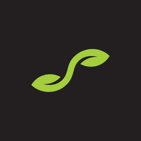 simple linked geometric green leaf logo vectorのイラスト素材