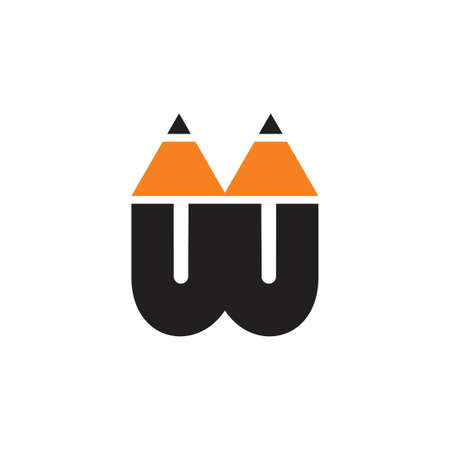 letter w pencil shape education logoのイラスト素材