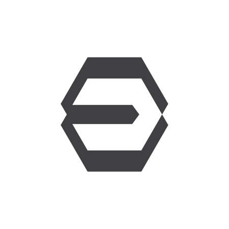 abstract letter ec geometric hexagonal logoのイラスト素材
