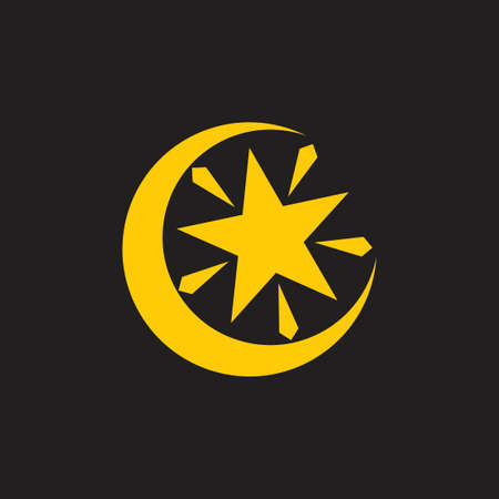shine moon star flat gradient logo vectorのイラスト素材