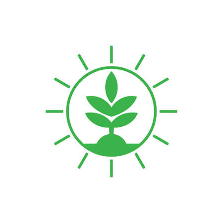 simple geometric green plant circle logo vectorのイラスト素材