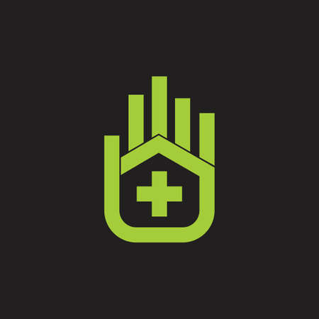 plus medical home hand palm care symbol logo vectorのイラスト素材