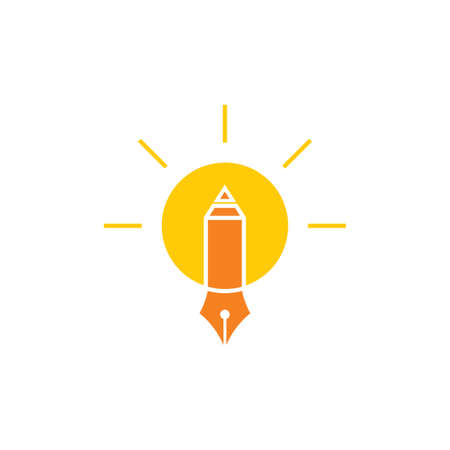 shine pencil pen education smart light bulb logo vectorのイラスト素材