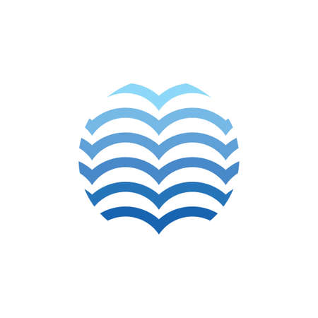 simple blue wave circle geometric gradient logoのイラスト素材