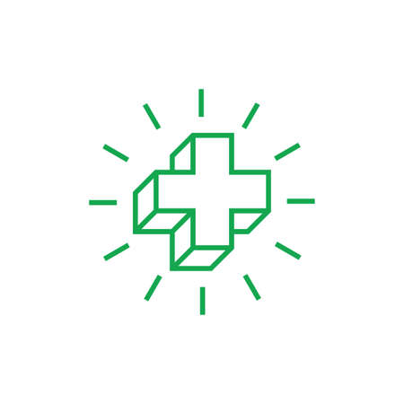 plus medical 3d geometric line logo vectorのイラスト素材
