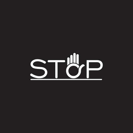 text stop hand palm symbol decoration vectorのイラスト素材