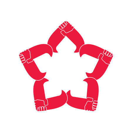 star linked helpful hand team logo vector