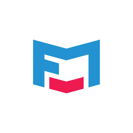 abstract letters fm simple geometric logo vectorのイラスト素材