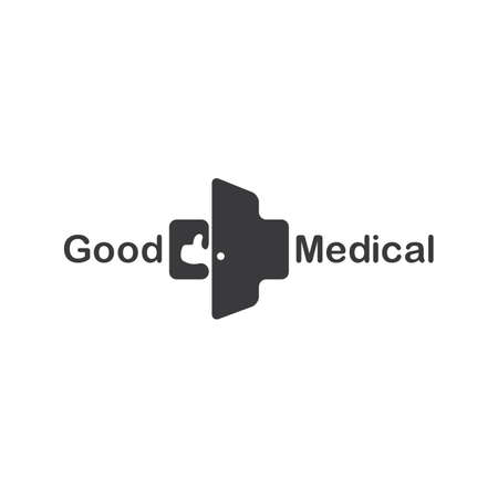 thumb up good plus medical symbol logo vectorのイラスト素材
