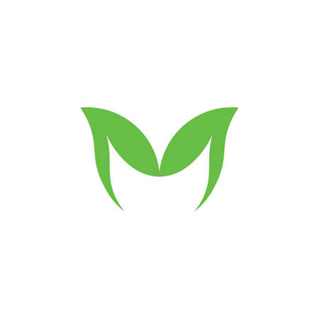 letter m simple leaf logo vectorのイラスト素材