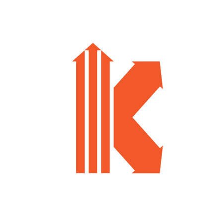 letter k stripes geometric arrow logo vectorのイラスト素材