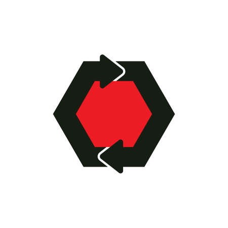 circle hexagonal arrow symbol logo vectorのイラスト素材