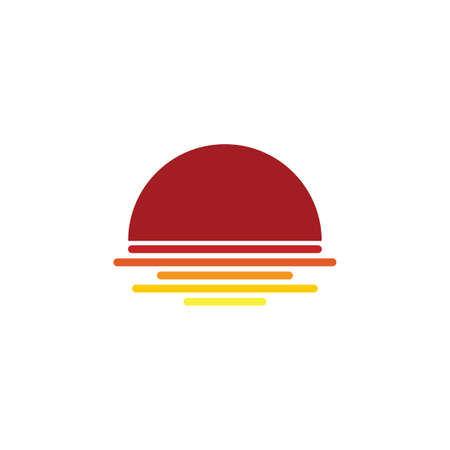 sunset sea beach stripes gradient logo vectorのイラスト素材