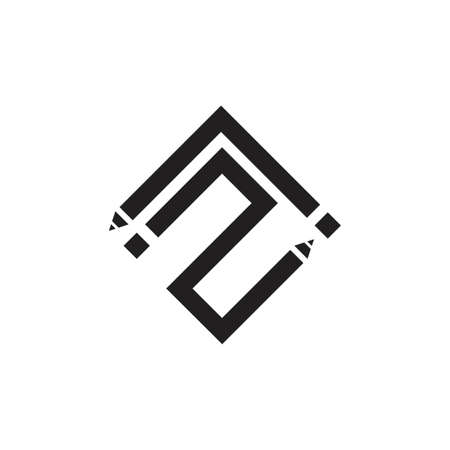 letters n pencil square geometric education concept vectorのイラスト素材