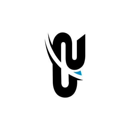 letters nu swoosh slice design geometric logo vectorのイラスト素材