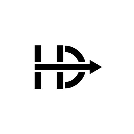 letter hd geometric line arrow logo vectorのイラスト素材